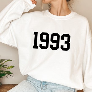 1993 Sweatshirt, 1993 College Style Number Sweater, 1993 Birthday Year Number Sweat for Women, Birthday Gift, 30th Birthday Sweatshirt