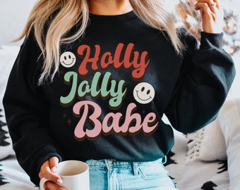 Holly Jolly Christmas Sweatshirt, Christmas Shirts for Women, Christmas Crewneck, Holiday Sweatshirt, Winter Sweatshirt, Christmas Sweater