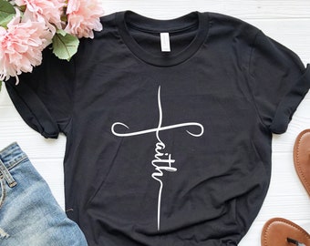 Faith T-shirt, Jesus, Christian Shirt, Faith Shirt, Vertical Cross, Cross, Faith Cross, Religious Shirt, Church, Disciple, Love,Grace, Faith