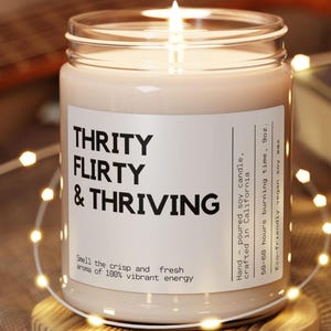 Personalized 30th Birthday Gift Candle Funny 30th Birthday Gift Candle Funny Candle  Thirty Flirty & Thriving Custom gift 30