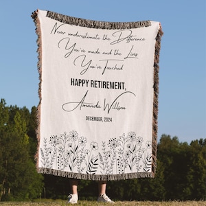 Personalized Retirement Blanket Custom Gift for Women Coworker Farewell Present Retired Boss Sentimental Throw Blanket Woman Retirement
