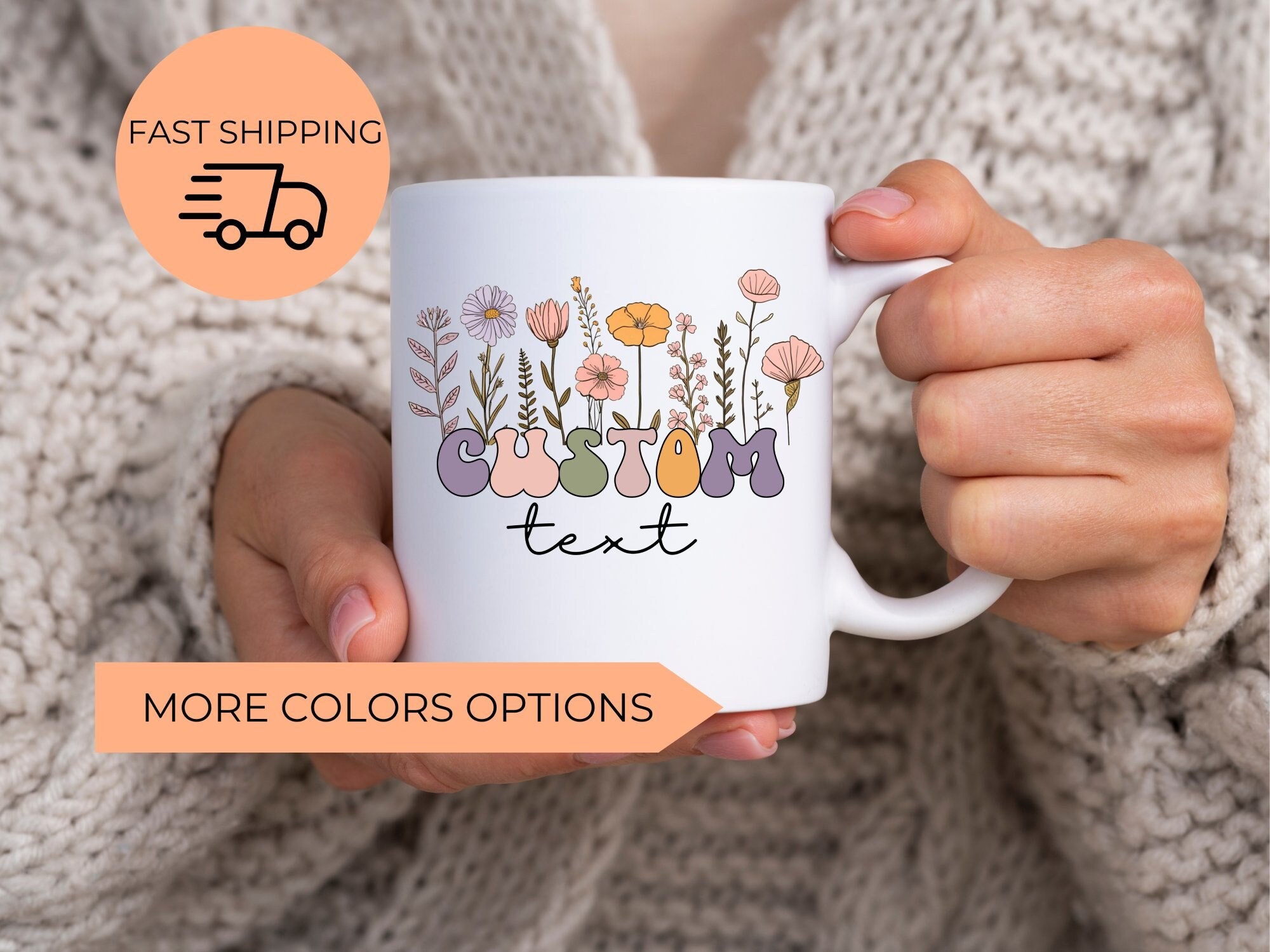 Custom Wildflower Mug, Custom Mug, Personalized Mug, Personalized Coffee Mug,Custom Family Mug, Make Your Own Mug, Custom Coffee Mug
