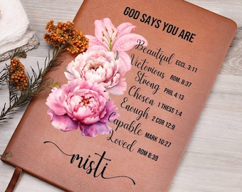 Personalized Prayer Journal For Women Custom Positive Affirmations Journal Christian Gift Religious Gift for Girls Journal God Says You Are