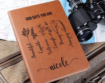 Personalized Prayer Journal For Women Custom Positive Affirmations Journal Christian Gift Religious Gift for Girls Journal God Says You Are