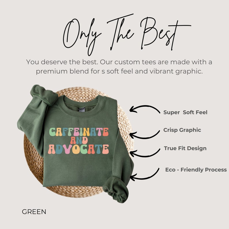 Caffeinate and Advocate Sweatshirt SPED Teacher Special Mom Cute Social Worker Sweatshirt image 3