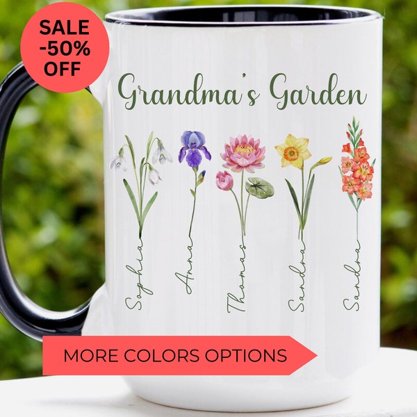 Grandma's garden mug, Month flower mug design, Gift ideas for Nana, Garden mug, Grandmas garden, Gift for grandma, Grandma Christmas Custom