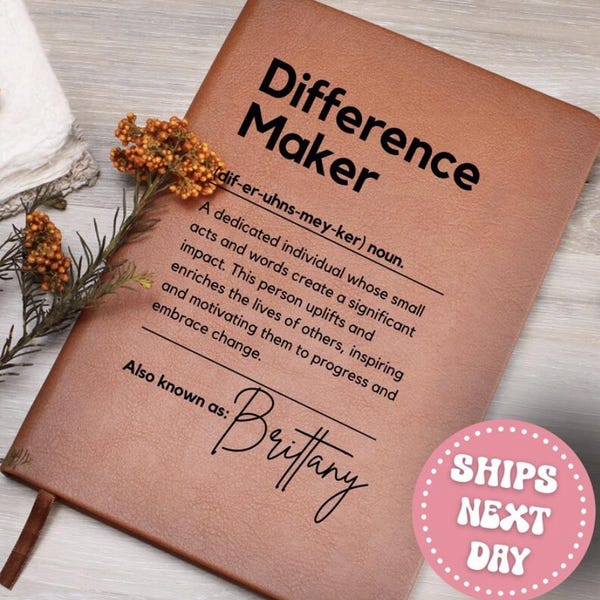 Personalized Difference Maker Journal Custom Difference Maker Gift Difference Maker Definition Gift Mentor Appreciation Gift Leader Present
