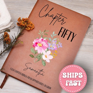 50th Birthday Gift Turning Fifty Notebook, 50 Years Old Gift for Her or Him, 50th Birthday Gift for Sister Aunt Bestie Coworker Name Journal