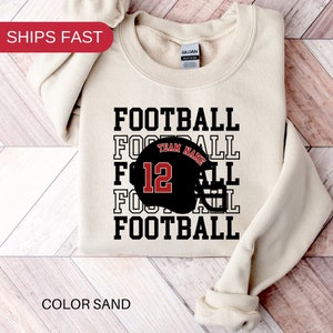 Custom Football Sweatshirt, Personalized Football Mom Crewneck, Football Fan Pullover, Football Number Sweatshirt, Custom Football Team Tee