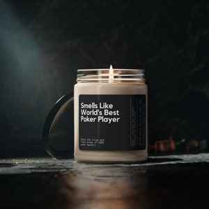 Smells Like World's Best Poker Play Soy Wax Candle, Funny Poker Gift, Gift For Poker Player, Poker Husband, Poker Lover Gift, 9oz. Candle Bild 4