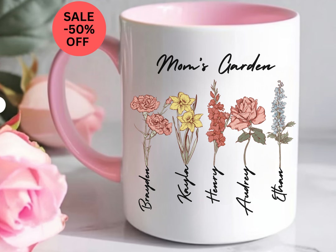 GOSSBY Personalized Custom Mug For Mother & 1 Daughter - 11oz Ceramic, Birthday, Mother's Day Gift Idea