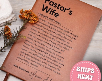 Personalized Pastor's Wife Journal Custom Pastors Wife Appreciation Gift Vegan Leather Journal Church Anniversary Religious Christian