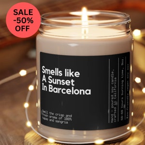 Smells Like A Sunset In Barcelona Spain Soy Wax Candle, Barcelona Candle Gift, Barcelona Decoration, Barcelona Study Abroad, 9oz Candle Gift
