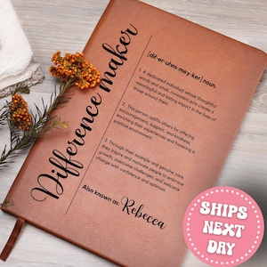 Difference Maker Journal with Name Personalized Custom Difference Maker Definition Leather Notebook,Coworker Gift,Mentor Gift,Christmas Gift