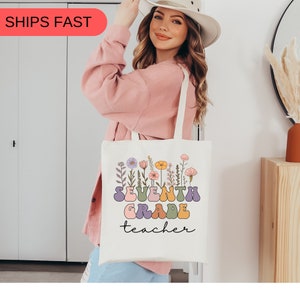 Teacher tote bag, teacher appreciation,boho flowers design, teachers gift,tote bag,teacher appreciation gift, gift for teacher,seventh grade