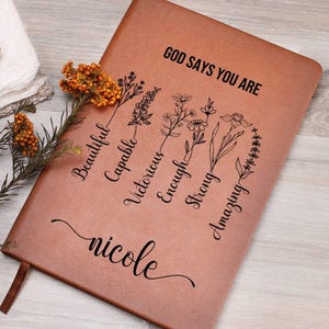 Personalized Prayer Journal For Women Positive Affirmations Notebook Christian Gift Journal God Says You Are Religious Gift Leather Journal