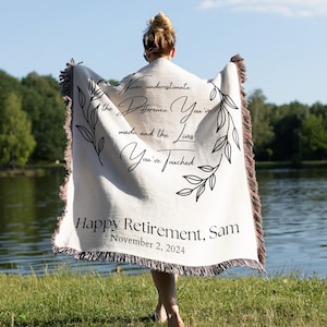 Personalized Retirement Blanket Custom Gift for Women Coworker Farewell Present Retired Boss Sentimental Throw Blanket Woman Retirement