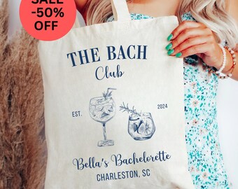 Personalized Charleston Bachelorette Tote Custom Social Club Tote Bag Bachelorette Custom Favor Bags for Bridesmaids Gift Bag Bridal Party