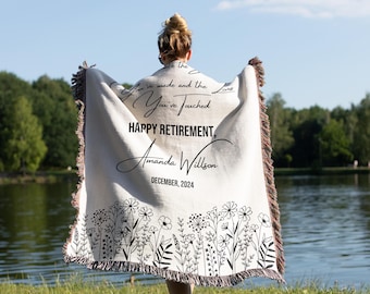 Personalized Retirement Blanket Custom Gift for Women Coworker Farewell Present Retired Boss Sentimental Throw Blanket Woman Retirement