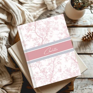 Blue Toile Personalized Journal Gift Customized Coquette Notebook women Custom Name Journal Bridesmaid Proposal Wedding Bridal Party Gift