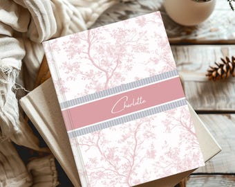 Blue Toile Personalized Journal Gift Customized Coquette Notebook women Custom Name Journal Bridesmaid Proposal Wedding Bridal Party Gift