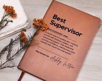 Personalized leather journal Best Supervisor Notebook Custom Text Notebook Custom Text Book Custom Journal Manager Supervisor Appreciation