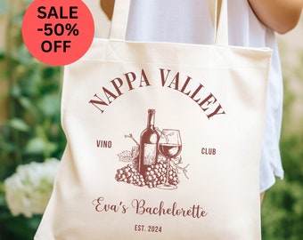 Personalized Napa Bachelorette Totes Custom Winery Bachelorette Tote Bags Wine Theme Bridal Shower Gifts Paso Robles Bachelorette Bridesmaid