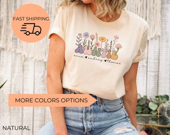 Auntie Shirt With Kids Names, Personalized Aunt Wildflowers Shirt,Kids Names Shirt,Custom Auntie