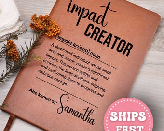 Impact Creator Journal Personalized Difference Maker Notebook Gratitude Gift Mentor Appreciation Leader Gift Employee Promotion