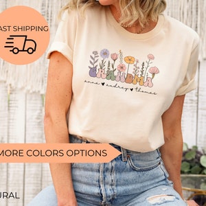 Grandma Shirt,Personalized Grandma Wildflowers Shirt,Grandma Est 2023,Pregnancy Announcement,Custom Nana Shirt,Mothers Day Gift,Grandma Gift