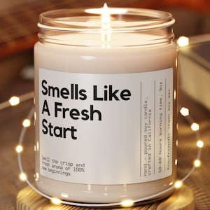 Personalized Smells Like Fresh Start Custom New Job Candle Divorce Gift for Him For Her Fresh Start, New Beginnings Gift Breakup Gift