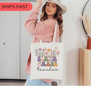 Teacher tote bag, teacher appreciation, boho flowers design, teachers gift,tote bag,teacher appreciation gift, gift for teacher,sixth grade