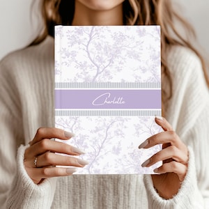 Blue Toile Personalized Journal Gift Customized Coquette Notebook women Custom Name Journal Bridesmaid Proposal Wedding Bridal Party Gift