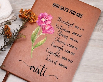 Personalized Prayer Journal For Women Custom Positive Affirmations Journal Christian Gift Religious Gift for Girls Journal God Says You Are