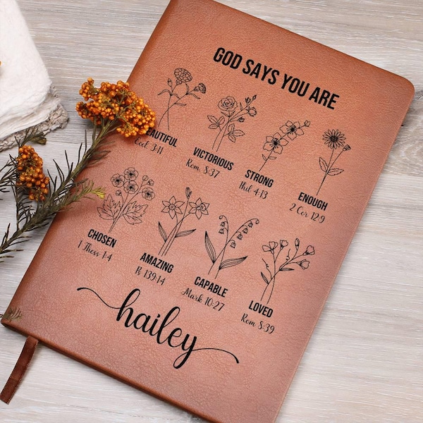 Personalized Prayer Journal For Women Custom Positive Affirmations Journal Christian Gift Religious Gift for Girls Journal God Says You Are