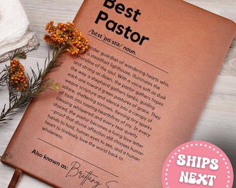 Personalized Pastor Journal Custom Pastor Appreciation Gift Vegan Leather Journal Unique Thank You Gifts for Pastor Leather Notebook