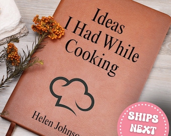 Personalized Cooking Gift Custom Leather Journal Notebook - For Chef, Cooking Enthusiast, Food Lover Gift, Christmas Gift Retirement