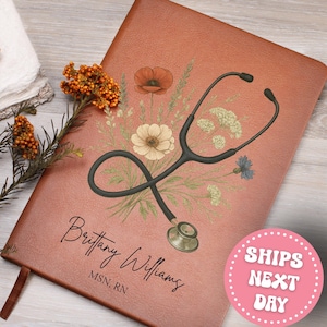 Personalized Nurse Journal with Stethoscope Custom Name Gifts for Nurses & Doctors Nurse Appreciation Gift for Her RN Graduation Keepsake