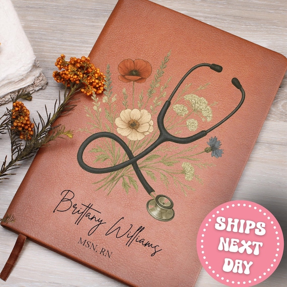 Personalized Nurse Journal with Stethoscope Custom Name Gifts for Nurses & Doctors Nurse Appreciation Gift for Her RN Graduation Keepsake
