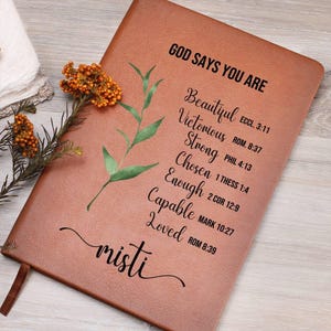 Personalized Prayer Journal For Women Custom Positive Affirmations Journal Christian Gift Religious Gift for Girls Journal God Says You Are