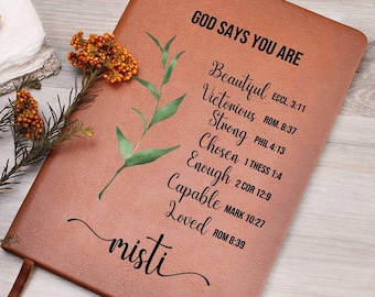 Personalized Prayer Journal For Women Custom Positive Affirmations Journal Christian Gift Religious Gift for Girls Journal God Says You Are