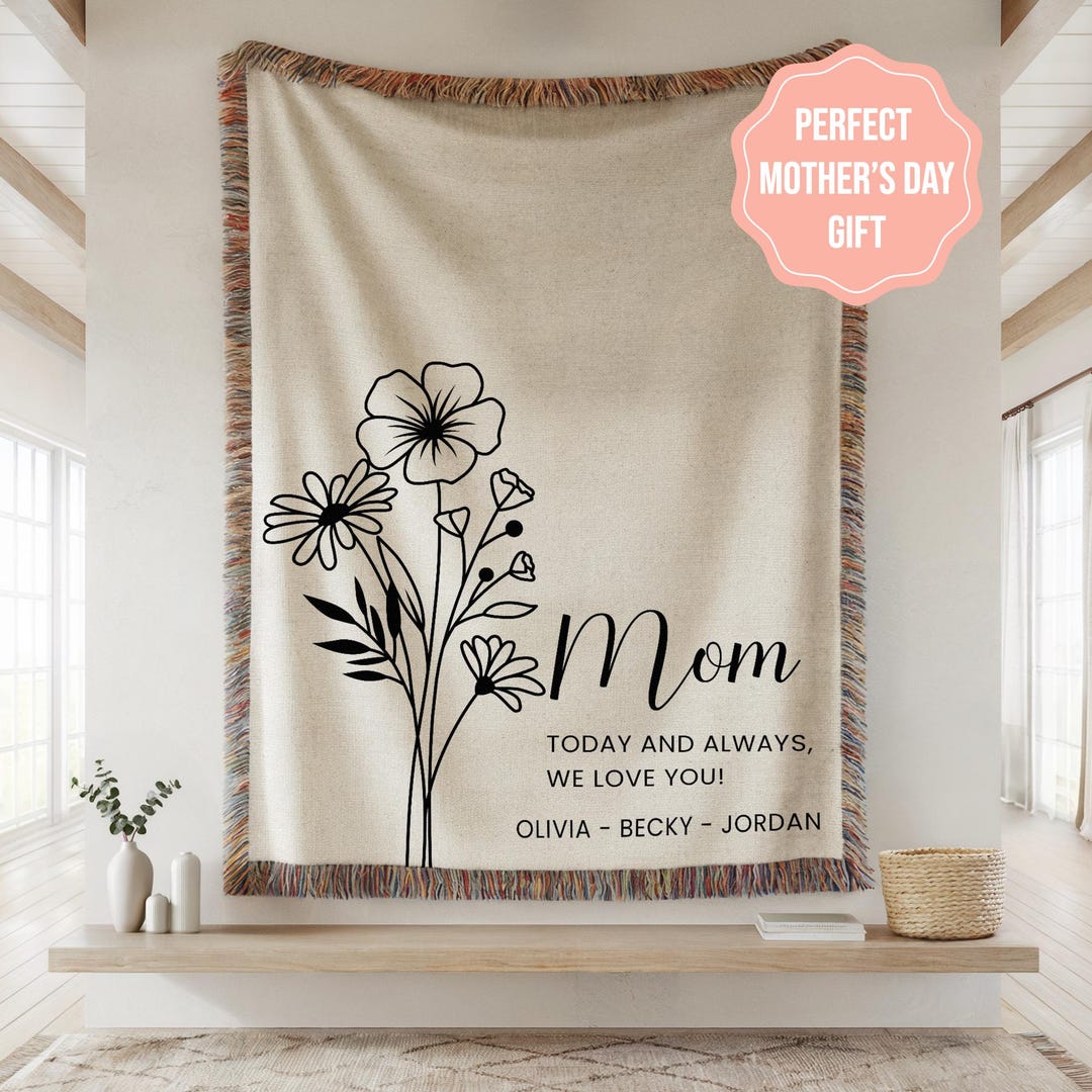 Custom Mom Blanket With Names Grandma Mothers Day Blanket Gift From ...