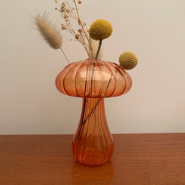 Mushroom Vase - Orange - Glass Vase - Mushroom Decor - Glass Mushroom - Autumn Decor - Mushroom Design - Flower Vase - Gift - Cottagecore