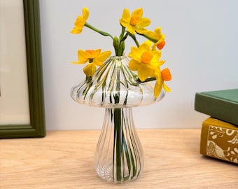 Clear Glass Mushroom Vase: Cottagecore Autumn Decor