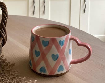 Blue Heart Mug - Ceramic Mug - Heart Design - Mug - Cup - Love Mug - Printed Mug - Gift for Her - Partner Gift - Unique Mug - Love Design