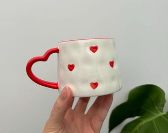 Heart Mug: Ceramic Coffee Cup with Heart Handle