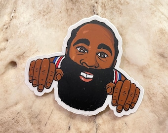 Peeping ‘The Beard,’ James Harden Sticker - Philadelphia 76ers, Sixers