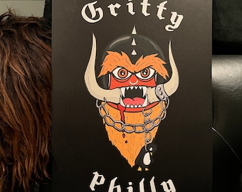 Grithead Print Poster - Philadelphia Flyers Motorhead Snaggletooth Mashup