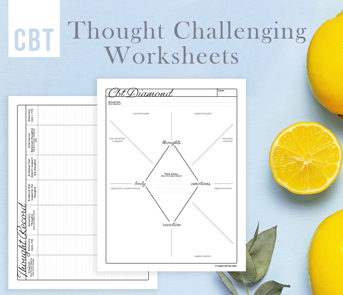 CBT Worksheets Printable/instant Download Cognitive Etsy