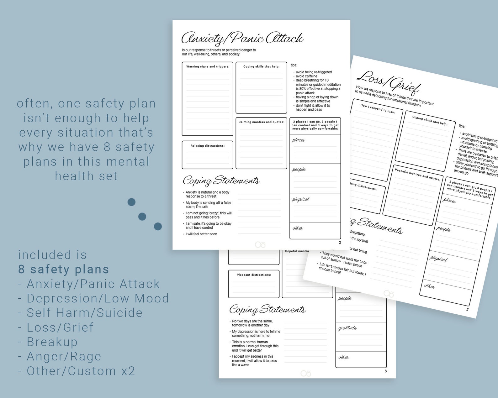 Safety Plans Printable/instant Download Mental Health - Etsy